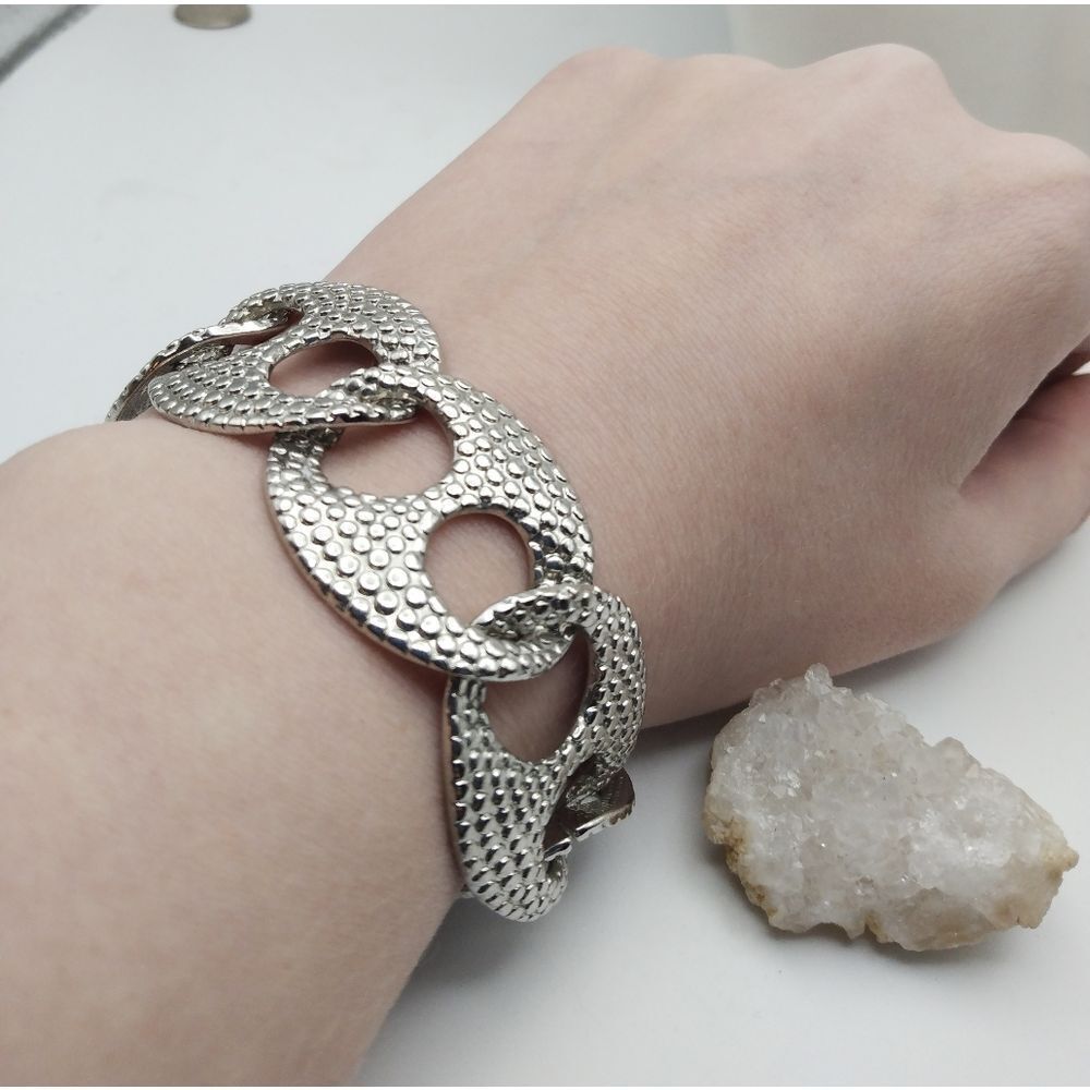 Scale silver chain link bracelet‎